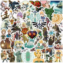 50Pcs The Legend of Zelda Stickers, Tears of The Kingdom Stickers Packs for Teens, Kids, Adults, Vinyl Waterproof Cool Cartoon Game Decals for Laptop Water Bottle Bike Skateboard Luggage