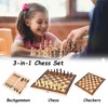 YongHang Wooden Chess Game 3 in 1 Portable Foldable Chess