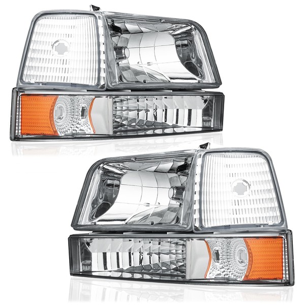 Fullux Headlights for Ford F150 F250 F350 Bronco 1992 1993