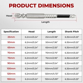 9Pcs (25–150mm) K5 PH2 Phillips Head Screwdriver Drill Bit Set – 2025 Upgrade Electric Precision Screwdriver Set, High Magnetic Impact-Resistant Anti Non Slip, S2 Alloy Steel for Home DIY Profession