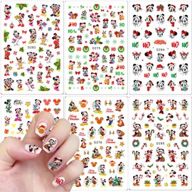 Christmas Nail Art Stickers 6 Sheets Christmas Cartoon Nail Stickers 3D Self Adhesive Kawaii Nail Art Design Acrylic Charms Cute Nail Decals for Women Girls Party Manicure Decoration