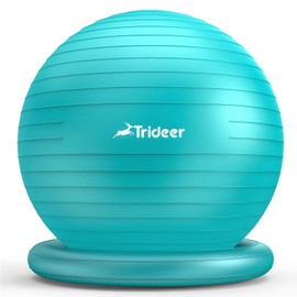 Trideer Ball Chair Yoga Ball Chair Exercise Ball Chair with Base for Home Office Desk, Stability Ball & Balance Ball Seat to Relieve Back Pain, Home Gym Workout Ball for Abs (Turkis, 65 cm)