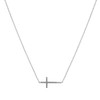 Spinningdaisy Handcrafted Brushed Metal Sideway Cross Necklace Silver