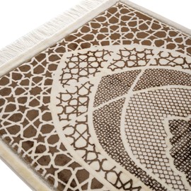 Modefa Turkish Islamic Prayer Mat - Velvet Janamaz - Intricate Praying Rug Ramadan Eid Gift - Traditional Muslim Seccade for Men Women - Saray (Mocha)