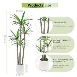 Romantic Season 6FT Artificial Agave Plant, Faux Agave Plant with 4 Heads in Plastic Pot Fake Tree for Home Decor Indoor or Outdoor Office Decoration Housewarming Gift