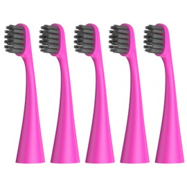 Harobey Replacement Toothbrush Heads Compatiable with Burst Kids Electric Toothbrush, Soft Charcoal Bristles for Gentle on Gum and Deep Cleaning, Pink, Pack of 5