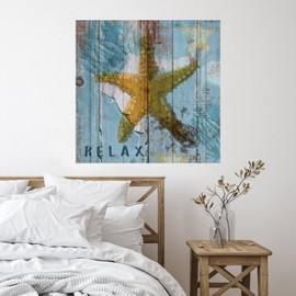 Vinyl Wall Quotes Stickers Nautical Beach Ocean Theme Underwater Starfish Vintage Wall Stickers Home Decor Ocean Sea Animal Artwork Wall Decals Stickers for Office Restaurant Teen Room Furniture 28in