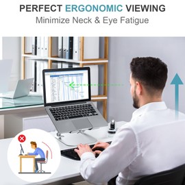 SHUWEI Laptop Cooling Stand with 3 Speed Fan, Adjustable Height Laptop Stand for Desk, Ergonimic Aluminum Laptop Cooling Pad for 10-15'' Notebook - Black