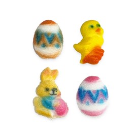 Mini Easter Animals Sugar Decoration Toppers - Bunnies, Chicks, & Eggs Edible Topper For Cakes, Cupcakes, Fruits, & More - 24ct