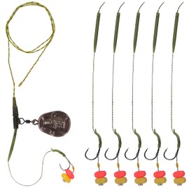 Carp Fishing Rigs Accessories Kit Carp Hair Rigs with Coated Sinker Weight Swivel Hooks Corn Bait Sleeves Leader Rigs for Bass Fishing Tackle Equipment 2.5oz