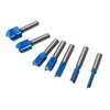 7 Pcs Straight Router Bit 8mm Shank Double Flute Wood