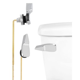 Hibbent Toilet Handle Replacement, Front Mount Tank Flush Lever Handle Compatible with American Standard, Toilet Trip Lever with Stainless Steel Flapper Chains, Toilet Repair Handle, Chrome