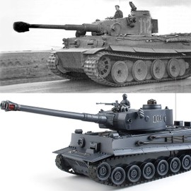 Rc Tanks,1:28 WW2 German Tiger Army Tank Toys for Boys,9 Channels Remote Control Vehicles with Sound and Light,RC Military Toys for Kids Boys Girls(Gray)
