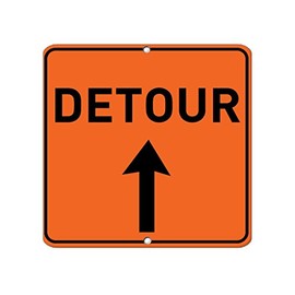 Aluminum Square Metal Sign Multiple Sizes Detour Straight Traffic Mutcd Dot with Border Weatherproof Street 18x18Inches