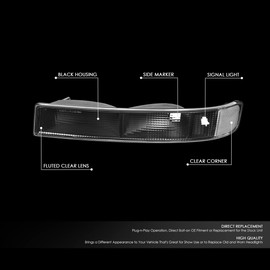 DNA MOTORING BL-CEGS03-BK-CL1 Pair of OE Style Front Bumper Parking/Turn Signal Lights Compatible with 03-14 Express Savana 1500/03-23 Express Savana 2500 3500, Black/Clear