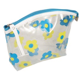 FRCOLOR Floral Transparent Toiletry Bag Travel Makeup Organizer with Zipper Capacity Clear Cosmetic Pouch for Women Easy to Clean Travel Accessory