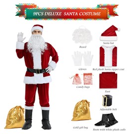 Luxanna Santa Claus Suits Men Christmas costume Santa outfit 10Pcs