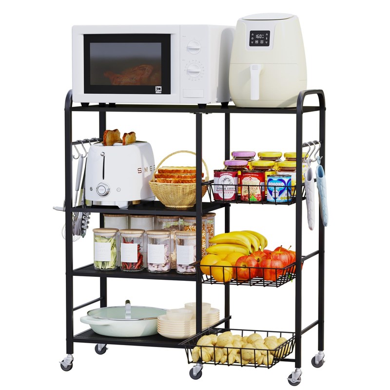 HapiRm Rolling Kitchen Microwave Cart - 4 Tier Microwave Table