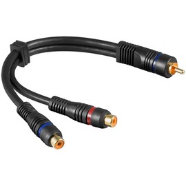 CableStop Pro 20cm RCA Phono Y Splitter Cable 1 Male to 2 x Female Car Amp Subwoofer Lead