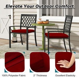Basic Beyond Outdoor Chair Cushions Set of 4, Outdoor Cushions for Patio Furniture, Water Resistant Patio Chair Cushions with 2 Ties, 17x16x2, Burgundy
