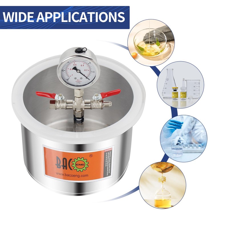 BACOENG 1 1/2 Gallon 3.6 CFM Vacuum Chamber with Pump,