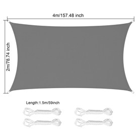 LEcylankEr Awning, Balcony, Triangular, Rectangular, Waterproof Awning Fabric, Awning, UV Protection Canvas, Waterproof, with Mounting Rope for Garden, Patio (Dark Grey, 2 x 4 m)