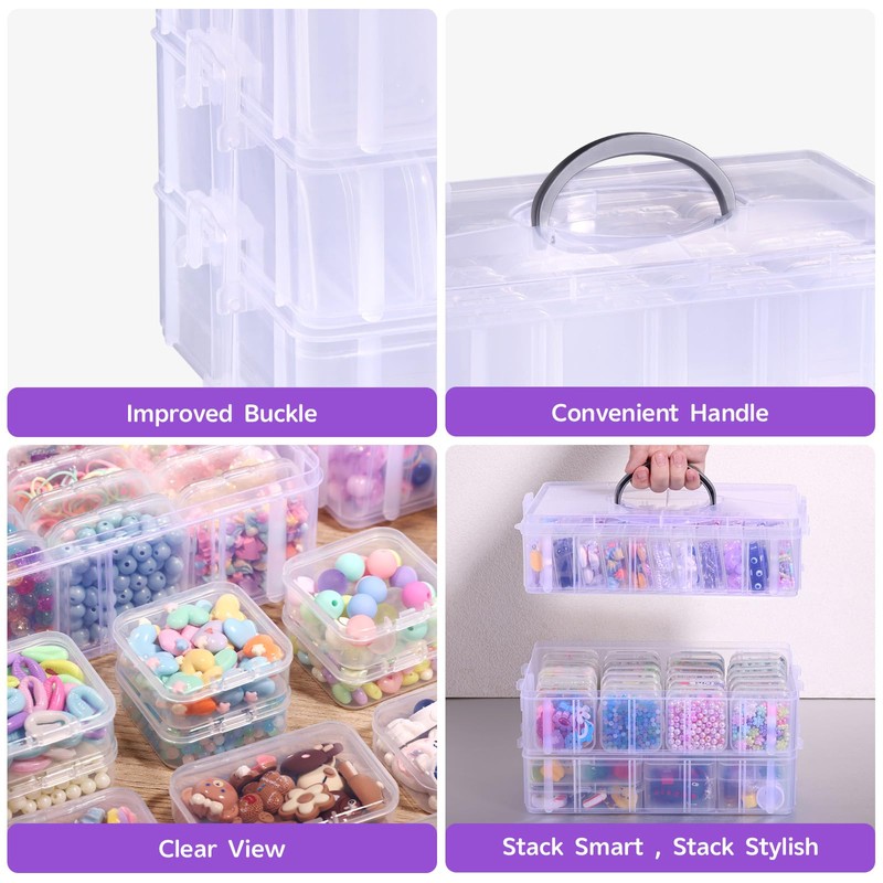 Funtopia Craft Storage Organiser 59 Pack, 3-Tier Stackable Storage Container