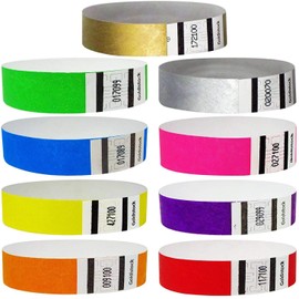 Goldistock 3/4 Tyvek Wristbands Super Variety Pack 900 Ct. (100 Each): Green Blue Red Orange Yellow Pink Purple Gold & Silver - 9 Most Popular Colors