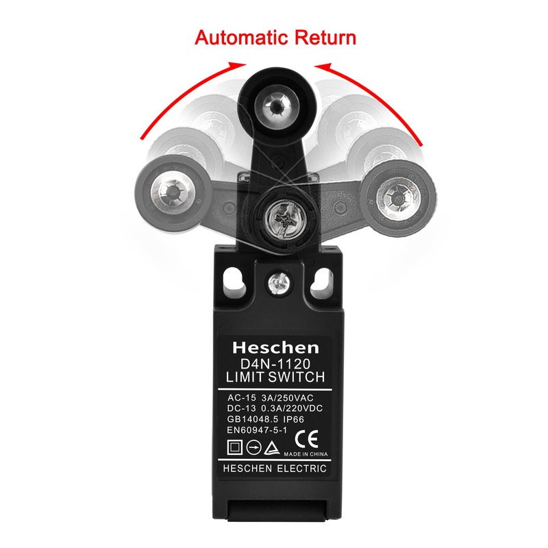 Heschen Vertical Safety Limit Switch, D4N-1120, 1NC/1NO, Fast-Action Type, 3A