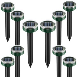 Ultrasonic Mole Repellent Solar Powered- Mole, Gopher & Vole Repellent for Yard & Garden - Sonic Burrowing Pest Control, Snake & Groundhog Repellent, Pet Friendly, Outdoor Waterproof – 10 Pack