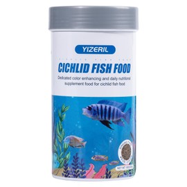 yizeril Cichlid Fish Food - All Natural Sinking Carnivore Pellets for Large Cichlid Tropical Fish Rich in Protein for Cichlid'S Color Enhancing Healthy Development and Cleaner Water