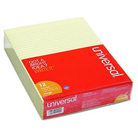 Universal 22000 Glue Top Writing Pads, Legal Rule, Letter, Canary, 50 Sheet Pads/Pack (Pack of 12)