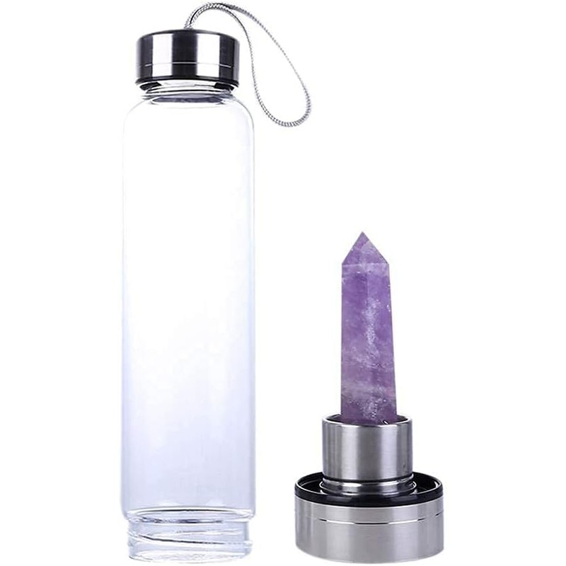 SAOI Crystal Water Bottle - Amethyst - Natural Wellness Healing