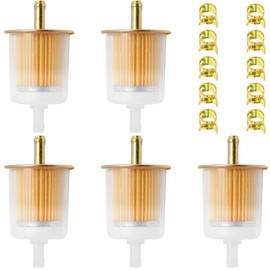 ZAMDOE 5 Pcs Universal Inline Fuel Filters for Industrial Tractors, Cars, Motorcycles, Generators, Motorhomes and Other Petrol Engines with 10 Pcs Hose Clips