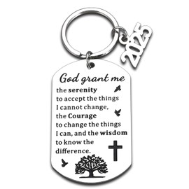 Sobriety Gifts for Women Men Christmas Stocking Stuffers for Women Serenity Prayer Gifts Christian Keychain Catholic Faith Religious Gifts Inspirational Gifts for Women Pastor Appreciation Gifts
