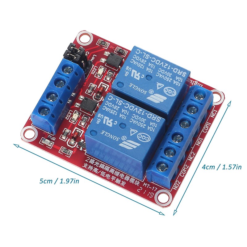 AEDIKO 2pcs DC 12V Relay Module 2 Channel Relay Board