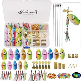 DOVESUN Spinner Making Kit Fishing Lure Making Kit Bass Lures Trout Lures Fishing Gift, Inline Spinners/Spinnerbaits Lure Making Kit, 228pcs/155pcs/107pcs - Colour: A-228PCS-Smile Blades-Inline Spinners Ma