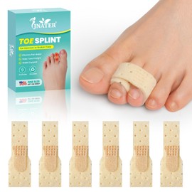 JNATER Hammer Toe Corrector for Women & Men - 6 Pcs Breathable Hammer Toe Straightener, Adjustable Toe Wraps, Cushioned Broken Toe Splint Support for Crooked, Curled, Bent, Overlapping Toes (Beige)