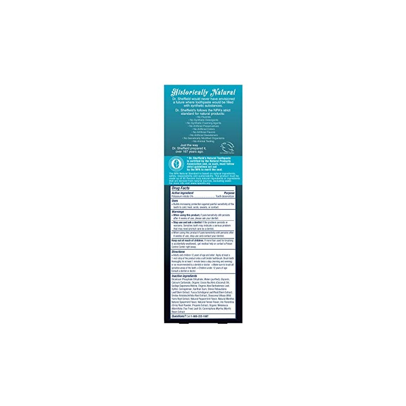 Dr. Sheffield Certified All Natural Toothpaste - FOR SENSITIVE TEETH
