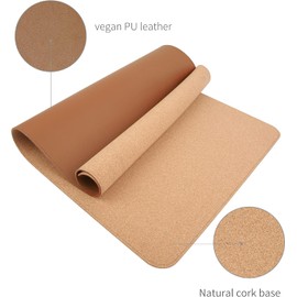 RENMTURE - Alfombrilla de ratón de doble cara, corcho natural y piel sintética, para oficina y trabajo en casa, protector de escritorio antideslizante, impermeable, fácil de limpiar (marrón, 32 x 16