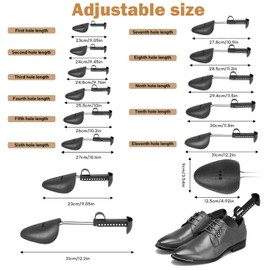 VIVEBEI Shoe Tree for Men, 6 Pairs Adjustable Shoe Trees for Stretcher Length, Shape Holder, Black for Men's Size 5.5-11