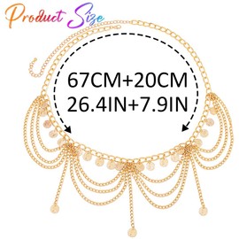 Brishow Gold Sequins Waist Chain Layered Belly Chain Body Chain Jewelry for Women (Gold Sequins)