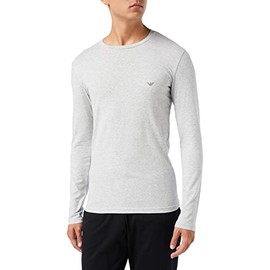 Emporio Armani Men's Basic Stretch Cotton Long-Sleeved T-Shirt, grey melange