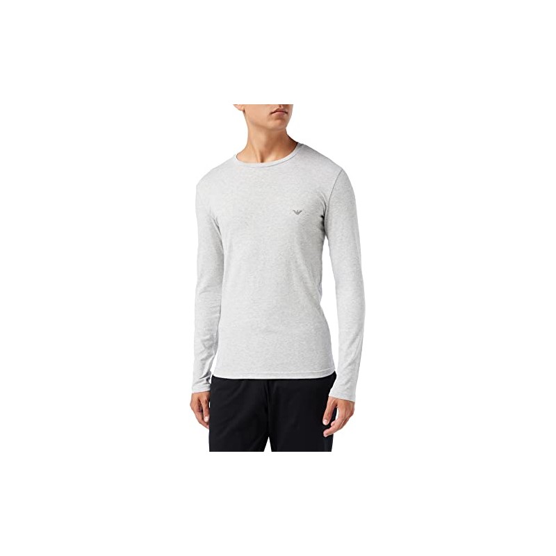 Emporio Armani Men's Basic Stretch Cotton Long-Sleeved T-Shirt, grey melange