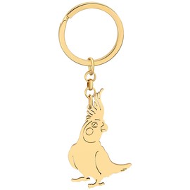 Stainless Steel Cockatoo Parrot Key Chains Tropic Birds Animals Wallet Keyring Jewelry For Women Door Car Keys Charms Gifts (18K Gold)