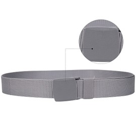 WedDecor Nylon Webbing Military-Style Belt, 1.5" Canvas Belt Flip Plastic Buckle, Combat Webbing Belt for Cargo Pants, Tactical Belt for Military Wear, Outdoor Sports, Grey