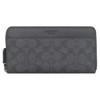Coach FCY405 CY405 Long Wallet, Charcoal x Black, Signature, Coated