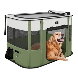 X-ZONE PET Dog Playpen, Puppy Cat Play Pen Portable Foldable Indoor/Outdoor Tent Crate Cage, Portable Pet Crate Medium Size Green 33"