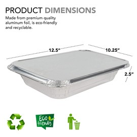 Stock Your Home 9x13 Aluminum Trays with Lids (10 Pack) – Disposable Half Size Deep Pans for Cooking, Storage, BBQ, Grilling, Catering