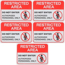 5Pcs do Not Enter Warning Sign - Restricted Access Signs for Safety and Caution - Easy to Mount, Bright Red Color, 9"X3"